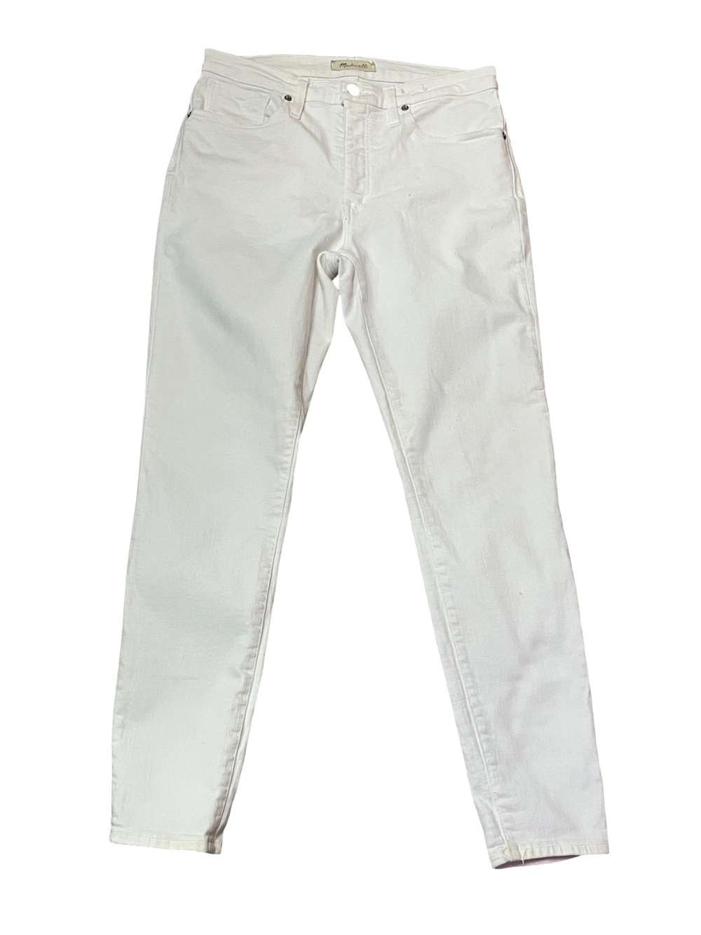 Madewell 9” High Rise Skinny Jeans White Stretch Denim Size 30